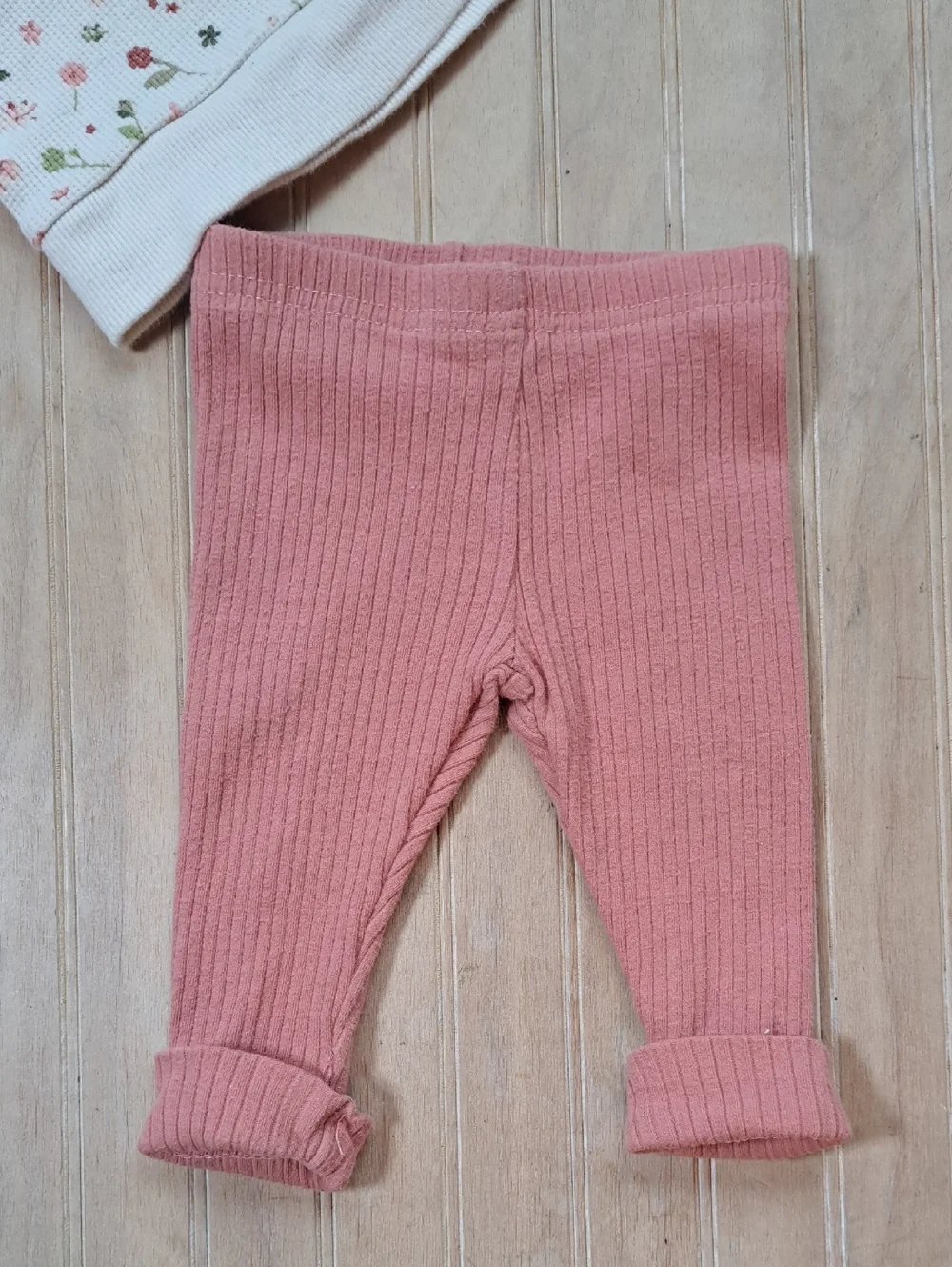 Laura Ashley Baby Floral Waffle Knit 2 Piece Outfit Set 0-3m Ribbed Leggings